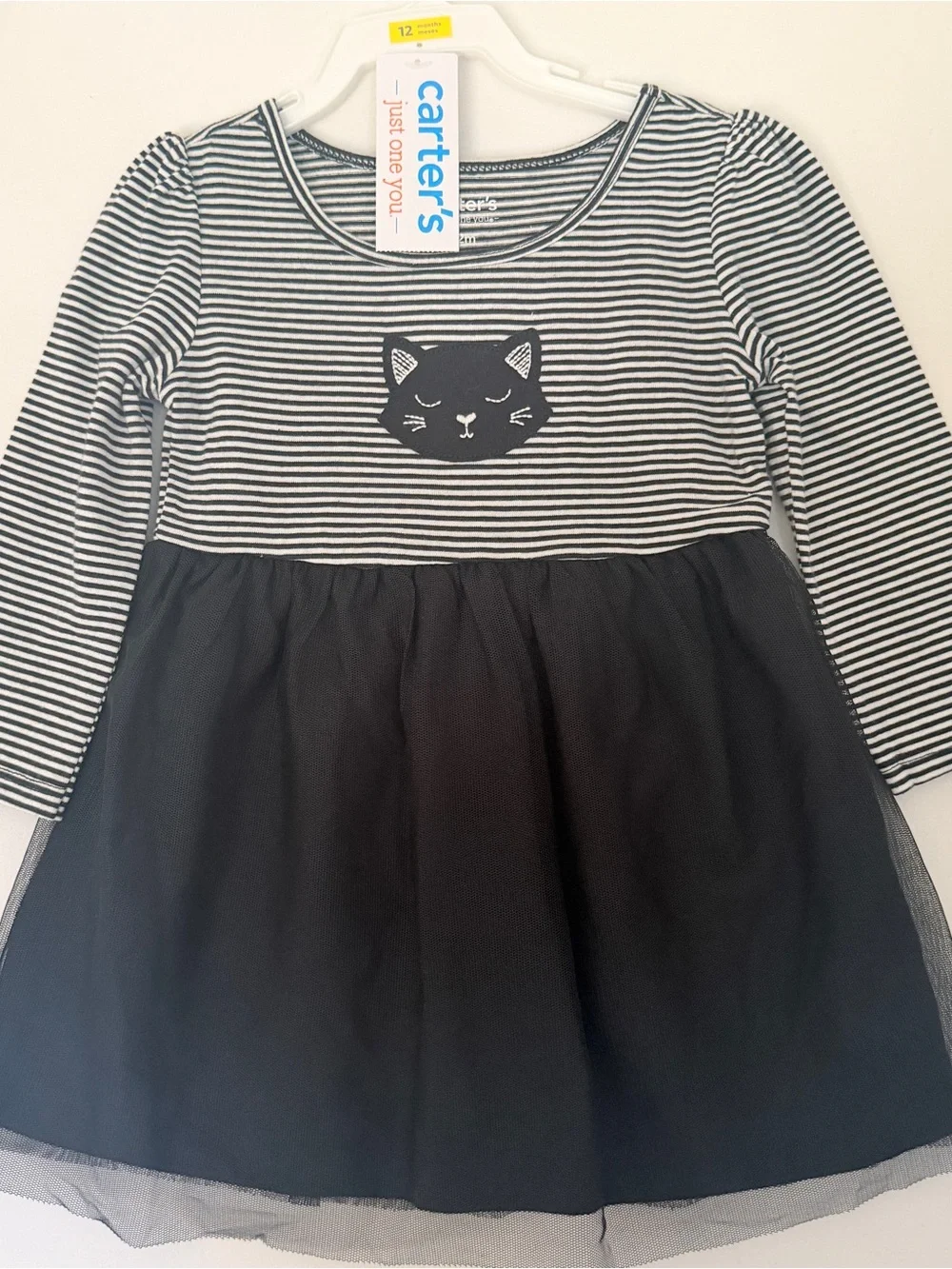 Carter's Black Cat Tulle Dress & Bloomers Set 12M NWT